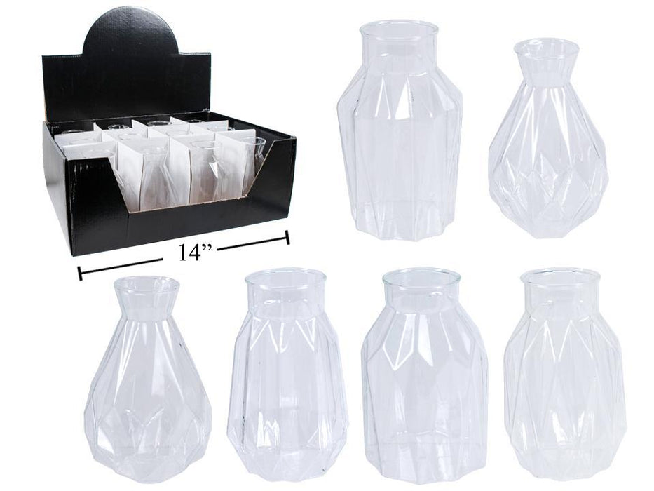 THIN GLASS VASE 5IN CLEAR