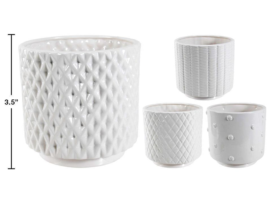 ROUND WHITE CERAMIC PLANTER