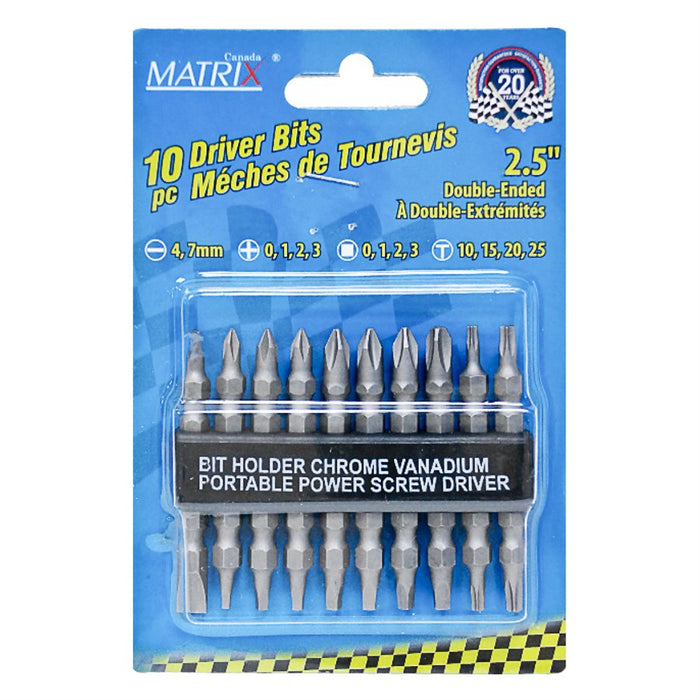 DOUBLE-END DRIVER BITS 10/PKG SET