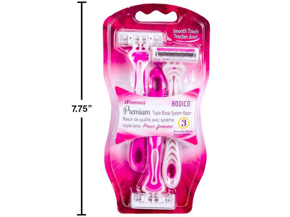 BODICO LADIES RAZORS S/S TRIPLE BLADE 3 PCS