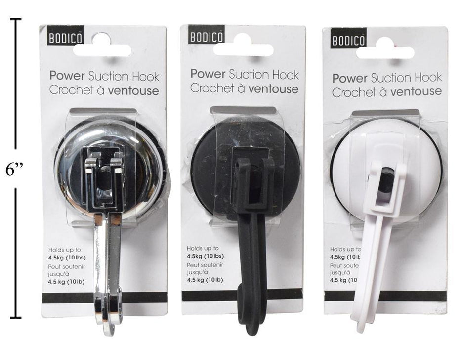 POWER SUCTION HOOK,  WHITE,CROME,OR BLACK
