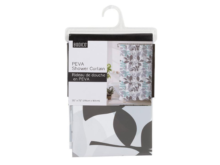 PEVA SHOWER CURTAIN 70X72" TEAL/GREY