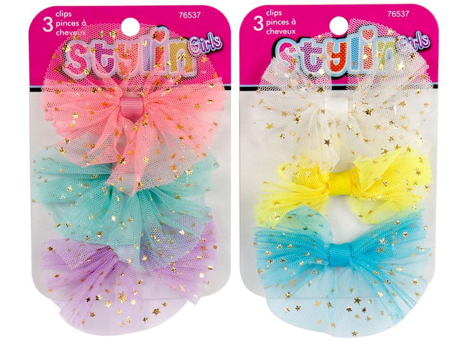 STYLIN GIRLS TULLE BOW CLIPS - 3 PCS