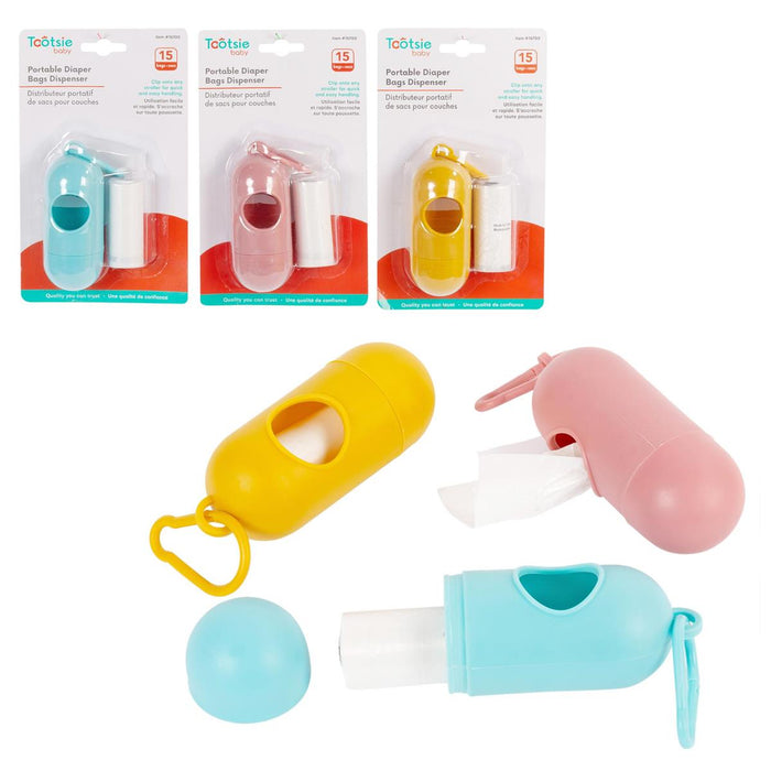 TOOTSIE BABY - PORTABLE DIAPER BAGS DISPENSER W/15 BAGS