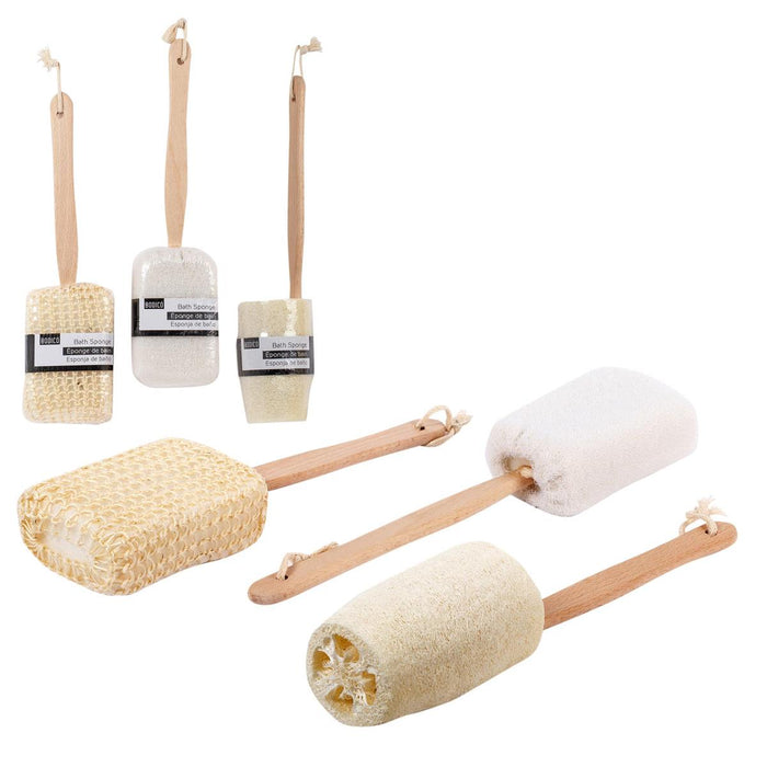 BATH BRUSH WITH WOODEN HANDLE - 16.5''