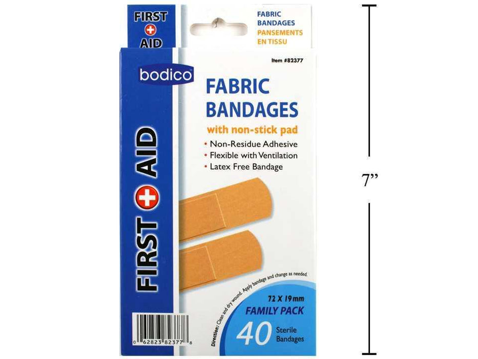 BODICO FIRST AID FABRIC BANDAGES - STANDARD SIZE - 40 PCS