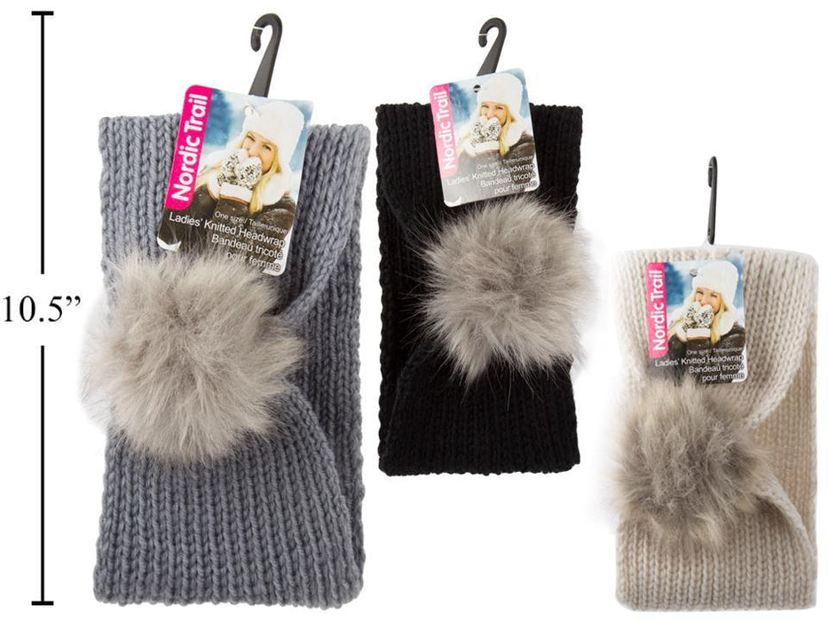 NORDIC T. FAUX FUR POM POM HEADWRAP