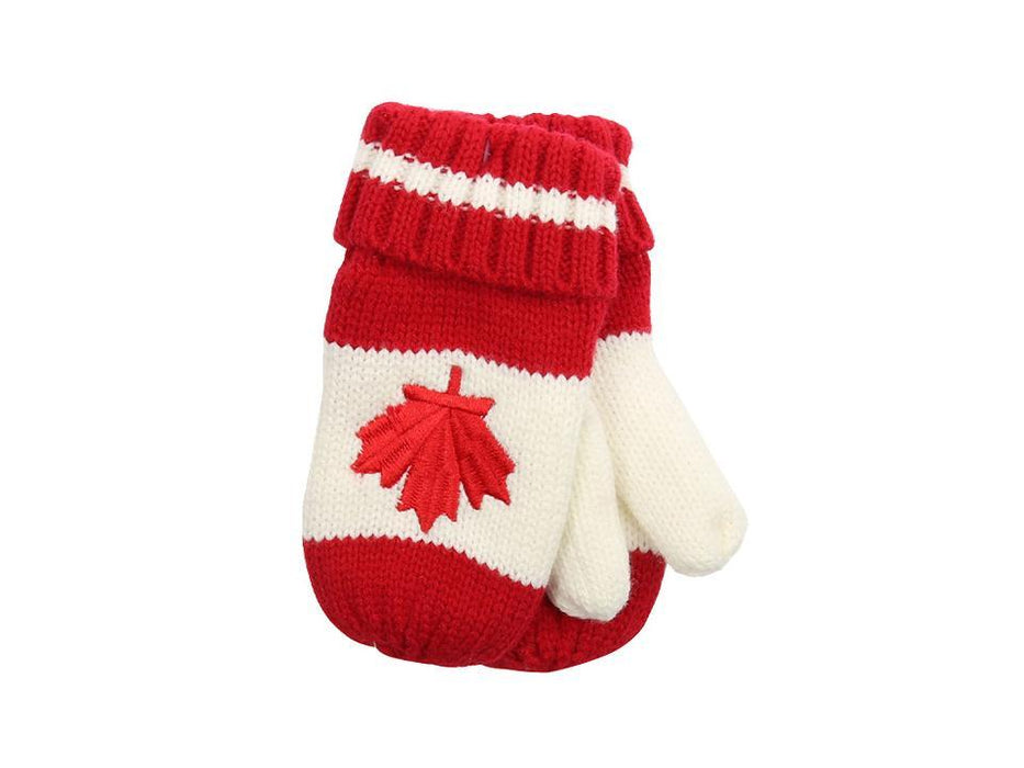 KIDS KNITTED MAPLE LEAF MITTENS