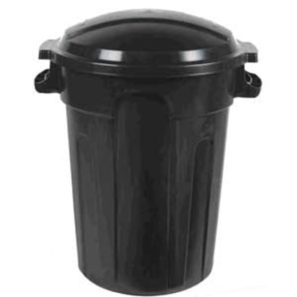 OUTSIDE GARBAGE CAN 21GAL/80L BLACK PLASTIC W/LIID