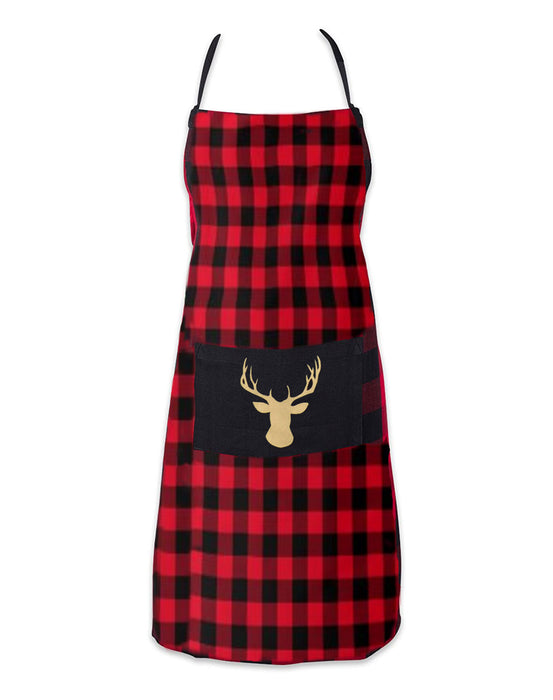 PLAID APRON WITH DEER 24" X 30"