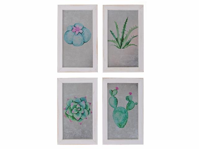 METAL WALLART WITH FRAME CACTUS