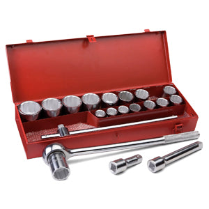 21PC SOCKET SET 3/4IN DRIVE 7/8IN-2IN CARBON STEEL IN METAL BOX