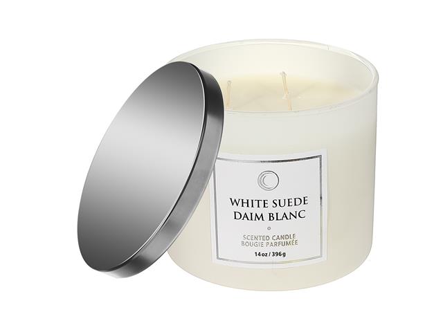 14 OZ 3 WICK LUXE SCENTED CANDLE WHITE SUEDE