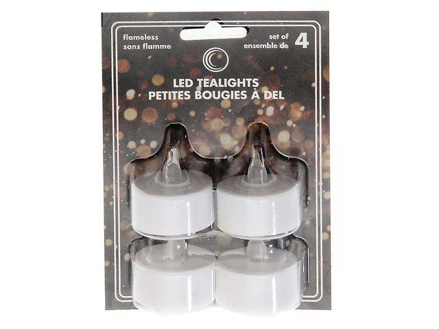 LED 4PK WHITE TEA LIGHT (WARM LIGHT)