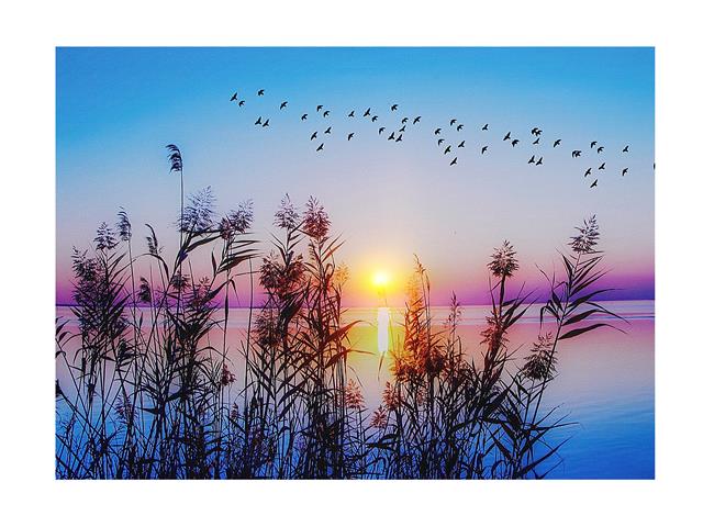 LED CANVAS WALL ART-SUNSET OVER WATER