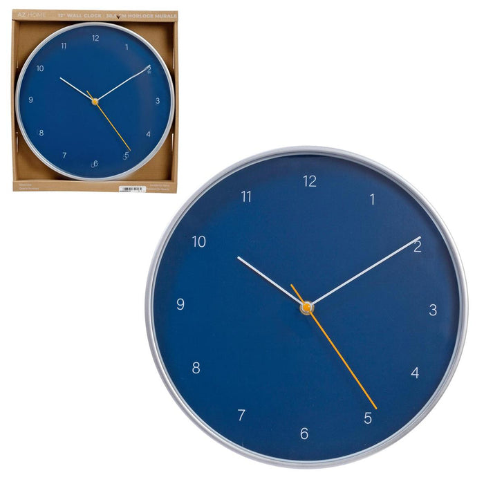 TEMPLE 12'' WALL CLOCK BLUE & SILVER