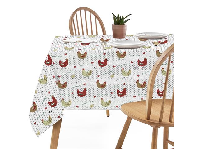 COTTON TABLECLOTH FARMHOUSE CHICKEN - 52'' X 72''
