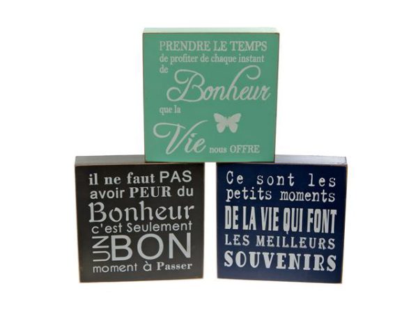 SQUARE WOOD BLOCKS-INSPIRATIONAL FRENCH