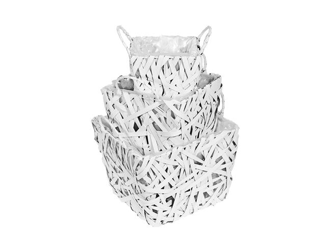 WHITE WOVEN SQUARE PLANTER