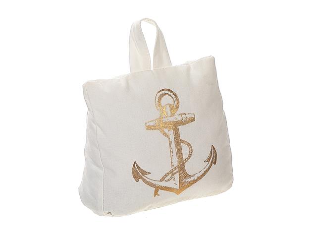 WHITE DOOR STOPPER WITHK GOLD ANCHOR
