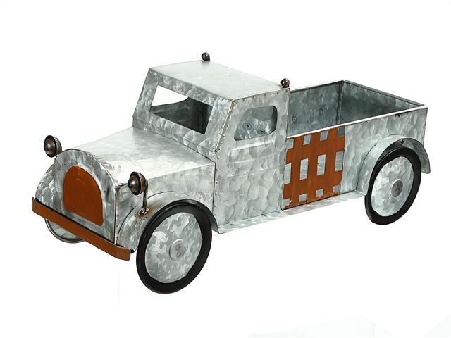 GALVANZIED TRUCK PLANTER WITH FENCE