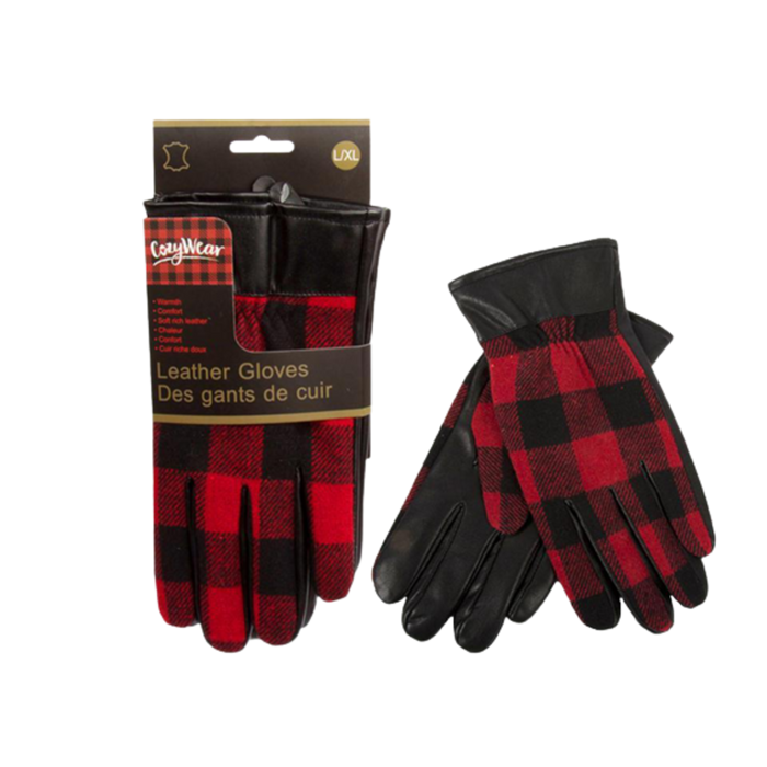 BUFFALO PLAID LEATHER GLOVES