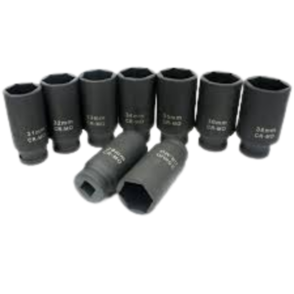 DEEP IMPACT SOCKET SET 9PC 1/2IN DR.