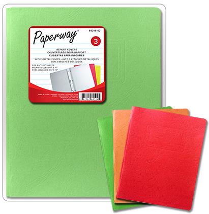 PAPERWAY REPORT COVERS WITH METAL CLASPS 8'' X 11'' 3 PCS