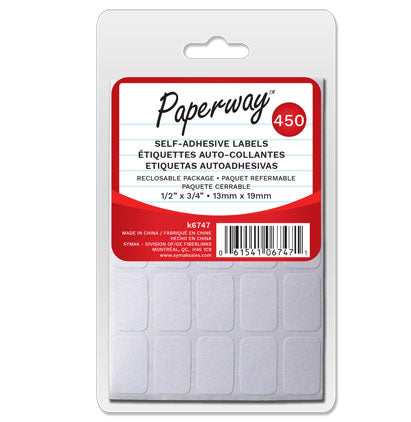 PAPERWAY SELF ADHESIVE LABELS 1/2" X 3/4" - 450PCS