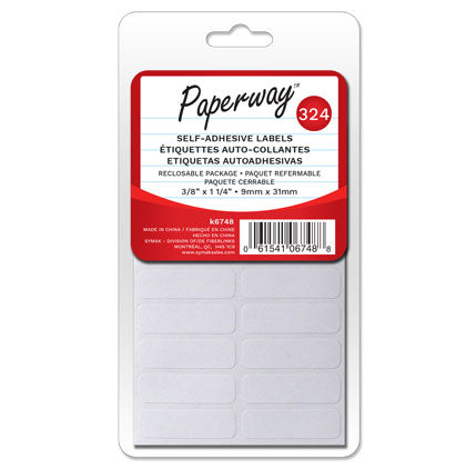 PAPERWAY SELF ADHESIVE LABELS 3/8" X 1-1/4" - 324 PCS