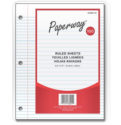 PAPERWAY RULED SHEETS 100 PCS