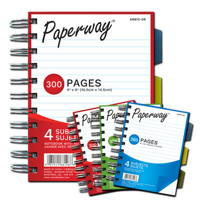 PAPERWAY SPIRAL 4 SUBJECT NOTEBOOK WITH RULER 300 PAGES