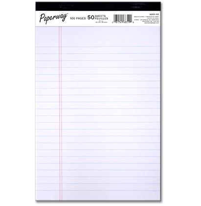 PAPERWAY LEGAL PAD WHITE 50 SHEETS 5'' X 8''