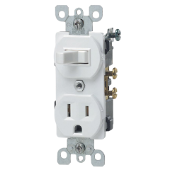 SINGLE POLE SWITCH AND RECEPT. WHITE