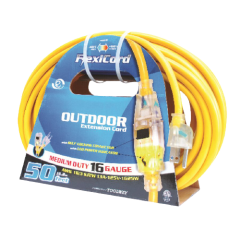 OUTDOOR EXTENSION CORD SJTW 16/3 LIGHTED SINGLE TAP YELLOW