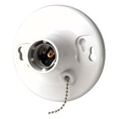CEILING RECEPTACLE 4IN WHITE PULL CHAIN