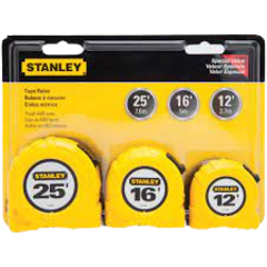 STANLEY 3PK MEASURE TAPE 25,16,12 FT