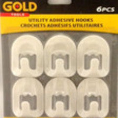 6PC UTILITY ADHESIVE HOOKS