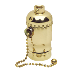SOCKET PULL-CHAIN BRASS CARDED
