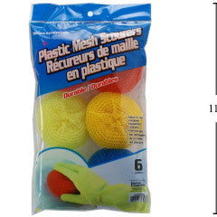 PLASTIC MESH SCOURERS 6 PCS