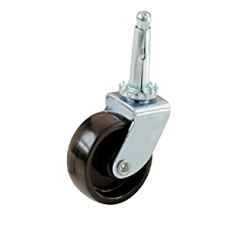 SWIVEL CASTER, 1-1/4 IN DIA WHEEL, PLASTIC WHEEL, BLACK, 40 LB